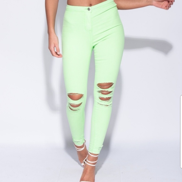 ๐HP๐Green High Waist Skinny Jeans - Picture 2 of 4